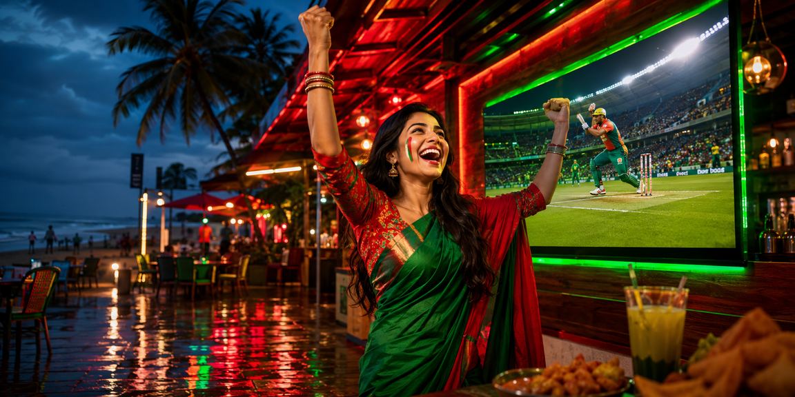 কক্সবাজারে লাল-সবুজ পোশাকে ক্রিকেট বেটিং বিশ্লেষণ করছেন একজন সদস্য